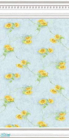 Sims 2 — jsf2CottageBeadSunflowers by jsf — Light aqua is the base for scattered bouquets of sunflowers held in a new,
