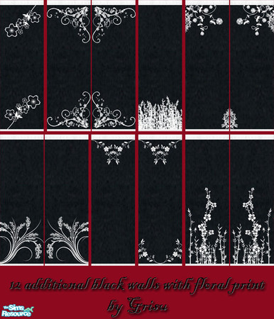 Sims 2 — Black and White Set - Additions by Grisu — 12 Additional walls for my Black and White Set. All have a black