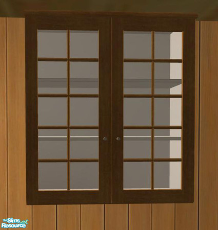 Sims 2 — NewEnglandKitchen wood - Cupboard 2 Glassdoors by ShinoKCR — 