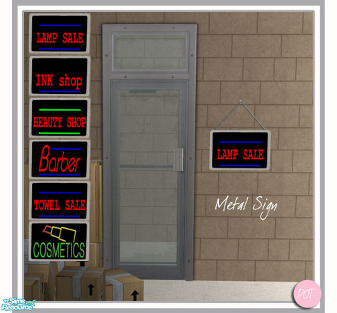 Sims 2 — Shop Metal Sign by DOT — Shop Metal Framed Sign, sticks to window glass or wall. Sims 2 by DOT of The Sims