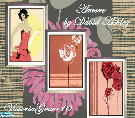 Sims 2 — Amore Wall Hangings by VictoriaGrace — Fun, girly prints for any room in your modern home, business or salon.