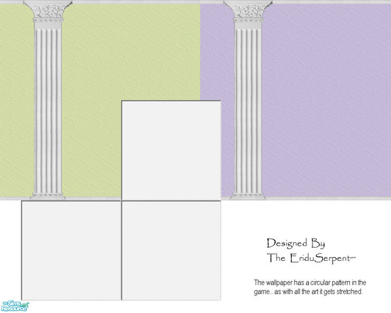 Sims 2 — Pillaster Walls & Floor Tile Set by eriduserpent — A lilac and a green pillaster set. Designed By The