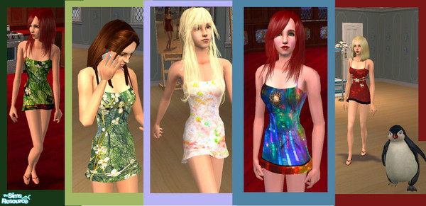Sims 2 — Flashy Minidresses by w33n4r — A set of 5 flashy minidresses suitable for a night on the town. In Everyday,
