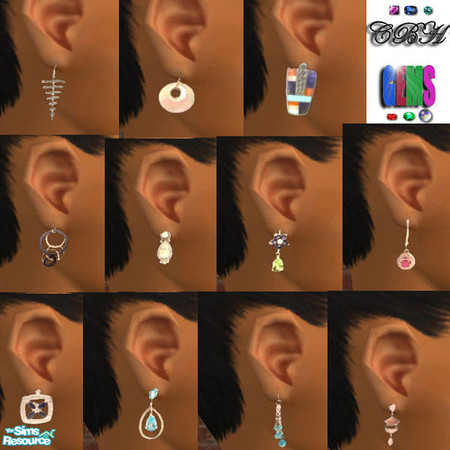 Sims 2 — CBH-Gems 2 by chelebellhell — Variety of earrings with precious stones and gems ranging from Marcasite to