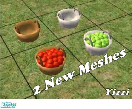 Sims 2 — Wicker Baskets by Yizzi — 2 new meshes and a recolor for each.
