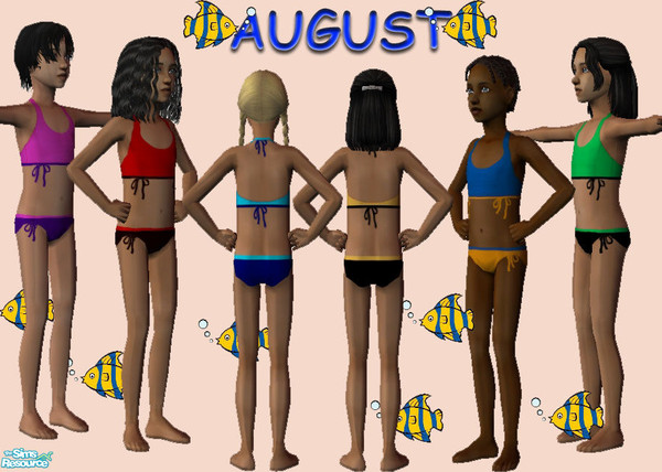 Sims 2 — AUGUST by gbourn — Swimwear for the little ladies in bright colours which I love