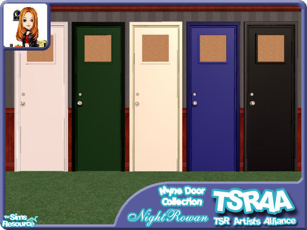 Sims 2 — NR's Myne Door Collection by NightRowan — Do drab worn out dorm room doors make you wince? Well here's a set of