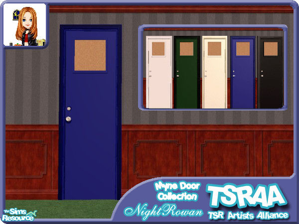 Sims 2 — NR's Blue Myne Door by NightRowan — Do drab worn out dorm room doors make you wince? Well here's a set of dorm