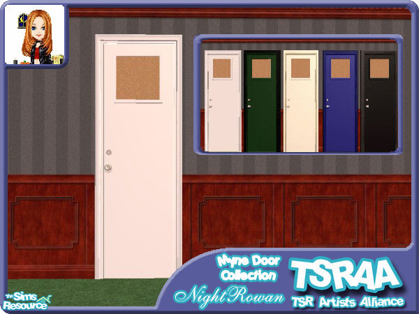 Sims 2 — NR's White Myne Door by NightRowan — Do drab worn out dorm room doors make you wince? Well here's a set of dorm