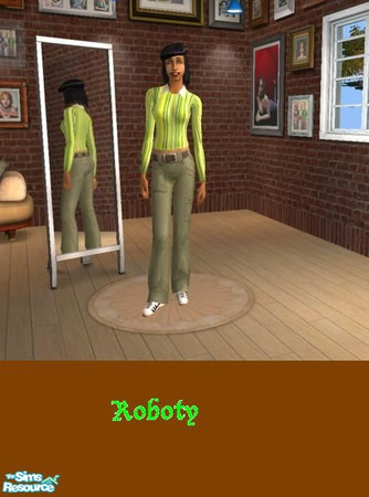 Sims 2 — Green stripes by Roboty — A green striped shirt that is bright and energetic for any sim that is ugly now can be