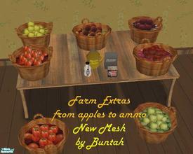 Sims 2 — Farm Extras - Apples to Ammo by buntah — This new mesh gives you baskets of all kinds of fruit. And, the set