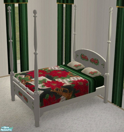 Sims 2 — Pointsettia Bedroom - Double Bed by Riverwillows — Lovely simple bedroom in light wintery colors and featuring
