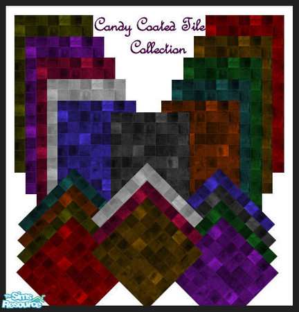 Sims 2 — Candy Coated Wall and Floor Tile Collection by robbyngirl — Colorful batch of tile for your Sims.