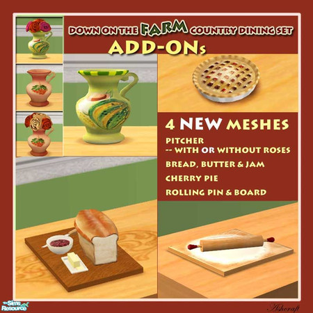Sims 2 — Country Dining--Decorative Add-Ons by Cashcraft — A few simple decorative items to add a homey touch to the