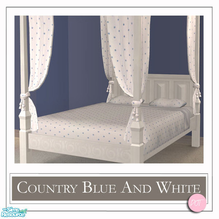 Sims 2 — Blue And White Sleeper by DOT — Blue And White Sleeper Bed and Bedding has country blue dots. Sims 2 by DOT of