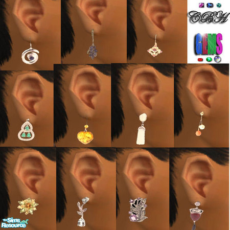 Sims 2 — CBH-Gems 1 by chelebellhell — 11 pairs of earrings from studs to chandeliers of a variety of stones, none of