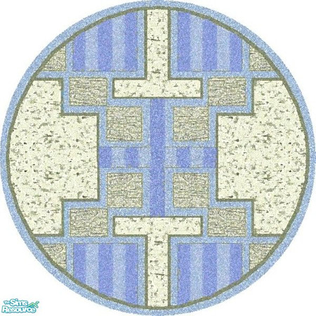 Sims 2 — Round Blue and Yellow Rug by Dgandy — Thanks to Windkeeper. A blue and yellow rug to match the Got The Blues?