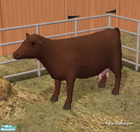 Sims 2 — Brown cow by Windkeeper — *Jun 17/06 updated to remove shine* You need to download "Dairy cow" file
