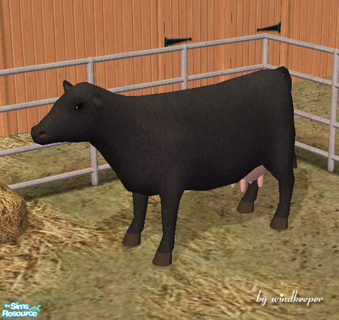 Sims 2 — Black cow by Windkeeper — *Jun 17/06 updated to remove shine* You need to download "Dairy cow" file