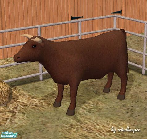 Sims 2 — Brown bull by Windkeeper — *Jun 17/06 updated to remove shine* You need to download "Black bull" file