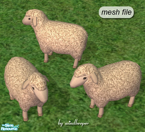 Sims 2 — Sheep by Windkeeper — *Jun 17/06 updated to remove shine* Ewe (female sheep) - mesh file. 