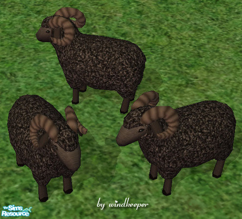 Sims 2 — Black ram by Windkeeper — *Jun 17/06 updated to remove shine* You need to download "Ram (male sheep)"