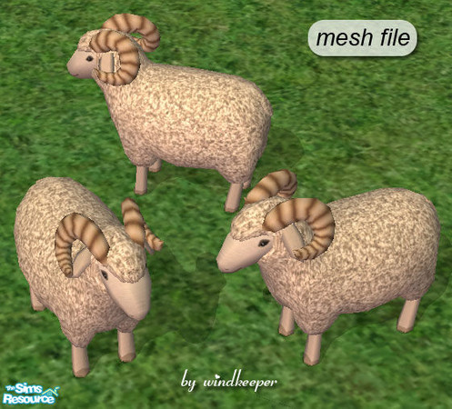 Sims 2 — Ram (male sheep) by Windkeeper — *Jun 17/06 updated to remove shine* Ram (male sheep) - mesh file.