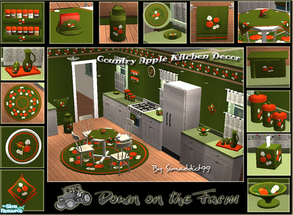 Sims 2 — Primitive Apple Kitchen Decor by Simaddict99 — Add a touch of primitive art with this lovely red apple &