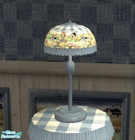Sims 2 — Little Farmer Nursery - Table Lamp MESH by Bitzybus — Uses all bedding textures from the original Maxis crib and