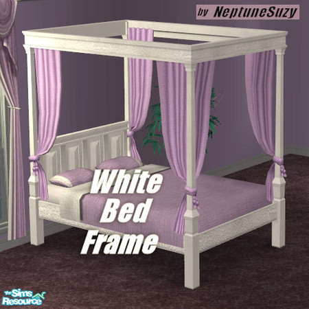 Sims 2 — NSC Bed Frame -White with Lavender Drape by Neptunesuzy — Your sims will love this beautiful White Bed Frame