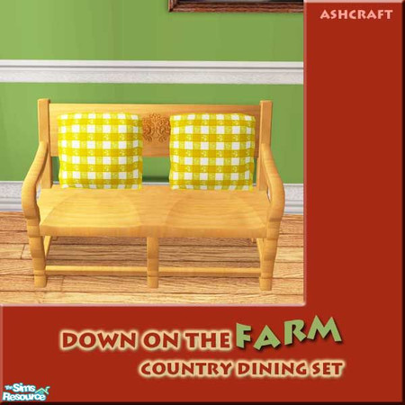 Sims 2 — Down on the Farm--Country Dining Bench by Cashcraft — After a hard day on the farm, sit back and enjoy a