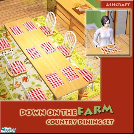 Sims 2 — Down on the Farm--Country Dining Table by Cashcraft — After a hard day on the farm, sit back and enjoy a