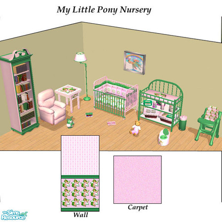Sims 2 — My Little Pony Nursery by alc99999 — My Little Pony Nursery. 13 objects, a wall, and a floor.