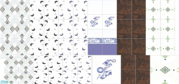 Sims 2 — Wall and Floor Tiles by phisor — A miscellaneous collection of tile walls and matching floors