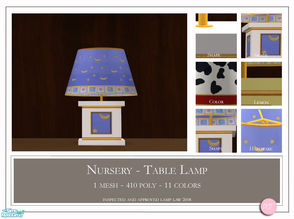 Sims 2 — Nursery Table Lamp by DOT — Nursery Table Lamp In-Game Color Match. 1 MESH Plus Recolors. Sims 2 by DOT of The