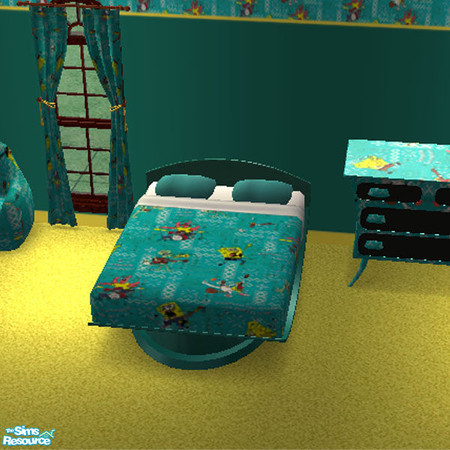 Sims 2 — Teal bedframe by am1974 — Teal bedframe to go with the Spongebob set.