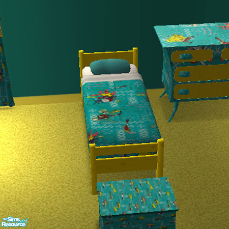 Sims 2 — Spongebob yellow pinebed by am1974 — Here is a Spongebob yellow framed kids pinebed.