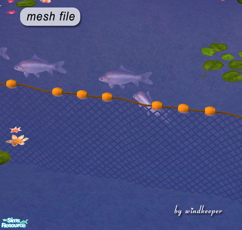 Sims 2 — Pond fishnet by Windkeeper — Straight section, one tile wide. If the net turns when you switch to a game mode,