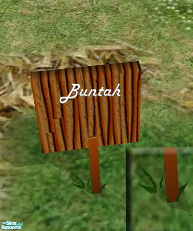 Sims 2 — Darker signpost with grass at base by buntah — This is a darker wood than the original. Requires my No