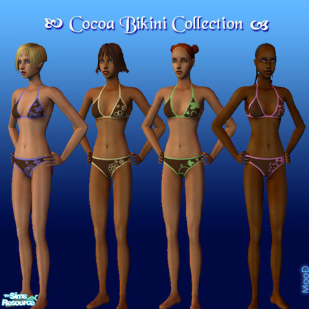 Sims 2 — Cocoa Bikini Collection by MooD — These swimwear reminds me of icecream and summer. Cocoa is mixed up with four