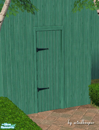Sims 2 — Plain green wood door by Windkeeper — You need to download "Plain wooden door" file from this set for