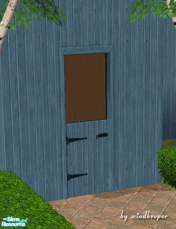 Sims 2 — Plain blue wood halfdoor by Windkeeper — You need to download "Plain wooden halfdoor" file from this