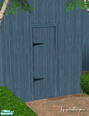 Sims 2 — Plain blue wood door by Windkeeper — You need to download "Plain wooden door" file from this set for
