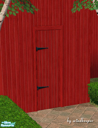 Sims 2 — Plain red wood door by Windkeeper — You need to download "Plain wooden door" file from this set for