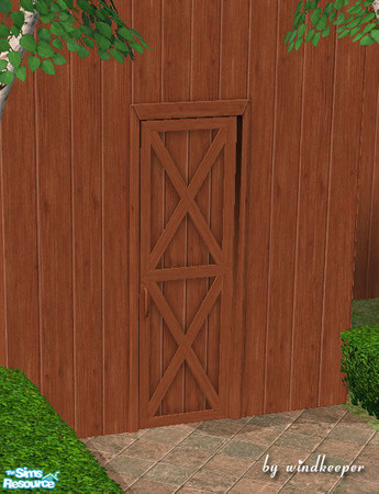 Sims 2 — Dark wood barn door by Windkeeper — You need to download "Barn door" file from this set for this
