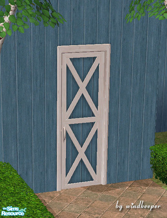 Sims 2 — Blue barn door by Windkeeper — You need to download "Barn door" file from this set for this recolor to