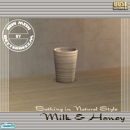 Sims 2 — Milk & Honey Bath, Wicker trashbasket by BetterbeSim — Bathing in Natural style. Basic colors, Basic Style