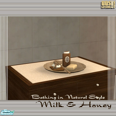 Sims 2 — Milk & Honey Bath, Toiletries by BetterbeSim — Bathing in Natural style. Basic colors, Basic Style but with