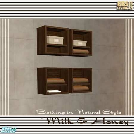 Sims 2 — Milk & Honey Bath, Wallcabinet with towe by BetterbeSim — Bathing in Natural style. Basic colors, Basic