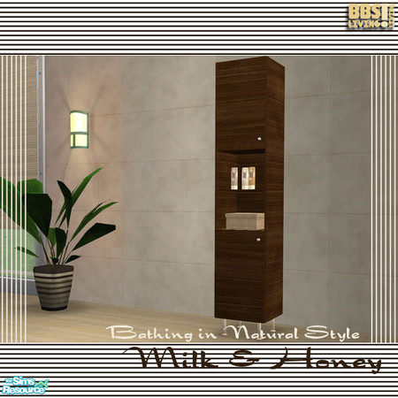Sims 2 — Milk & Honey Bath, High cabinet by BetterbeSim — Bathing in Natural style. Basic colors, Basic Style but